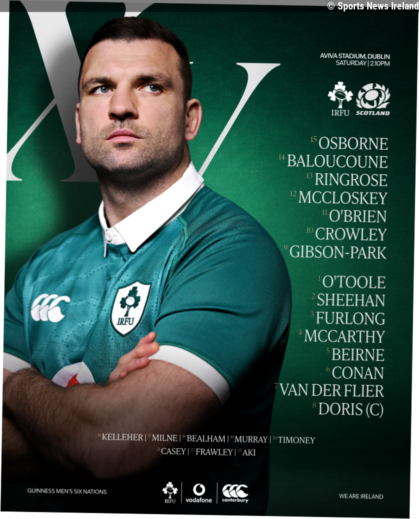 Ireland v Scotland in Guinness Six Nations at 2.10pm
