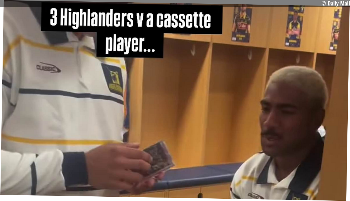 Three young footy stars try to use a cassette player - and the results will dismay any Aussie older than 40