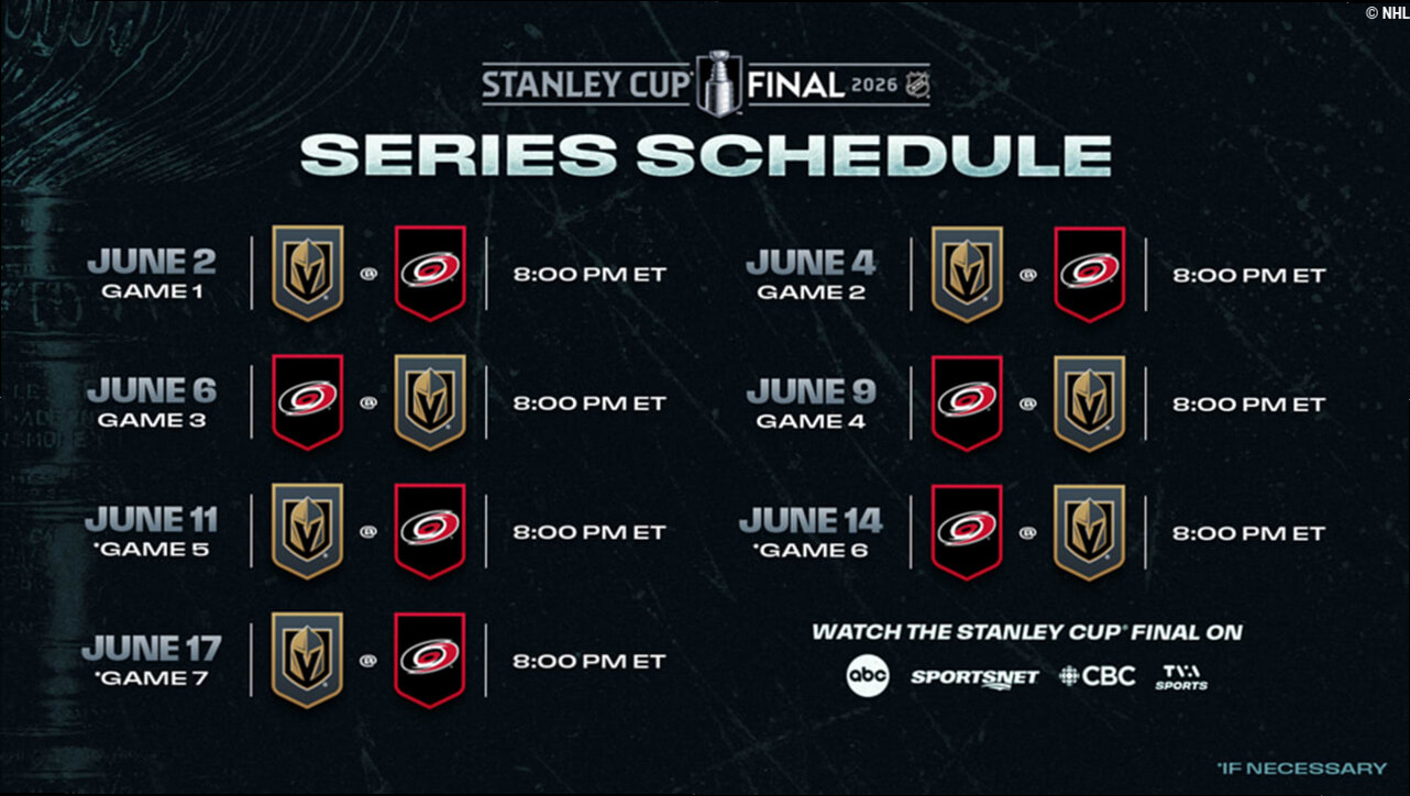 2026 Stanley Cup Final to begin Tuesday