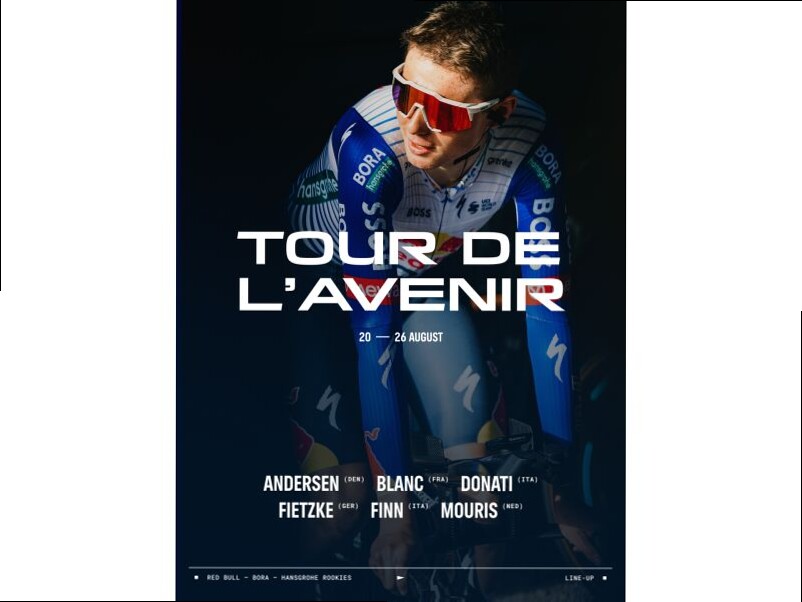 TOUR DE L'AVENIR. FINN GUIDA LA RED BULL – BORA – HANSGROHE ROOKIES CON DONATI AL FIANCO