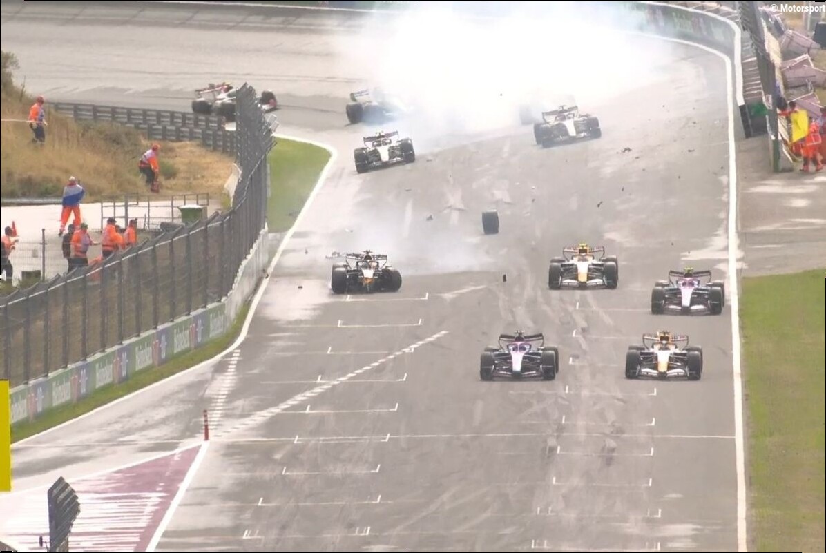 Vídeo: bandera roja tras fuerte accidente de Verstappen al inicio de la carrera