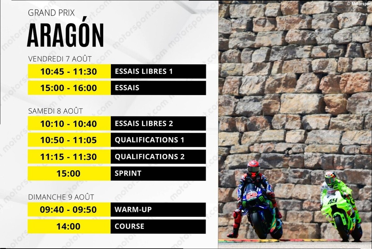 Le programme du GP d'Aragón MotoGP 2026