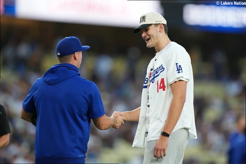 Walker Kessler Throws Out First Pitch For Lakers Night At Dodger Stadium