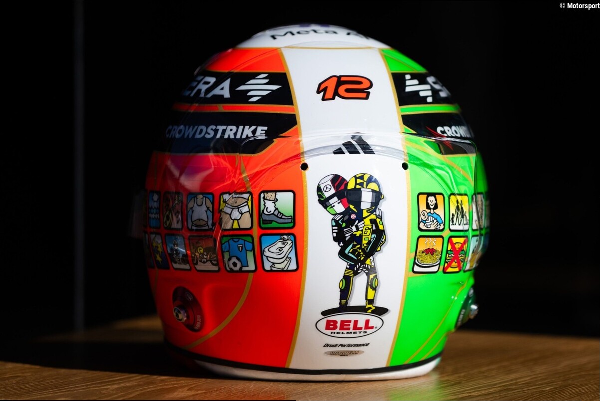 Antonelli adopte un casque plein d'humour, en référence à Rossi et l'Italie