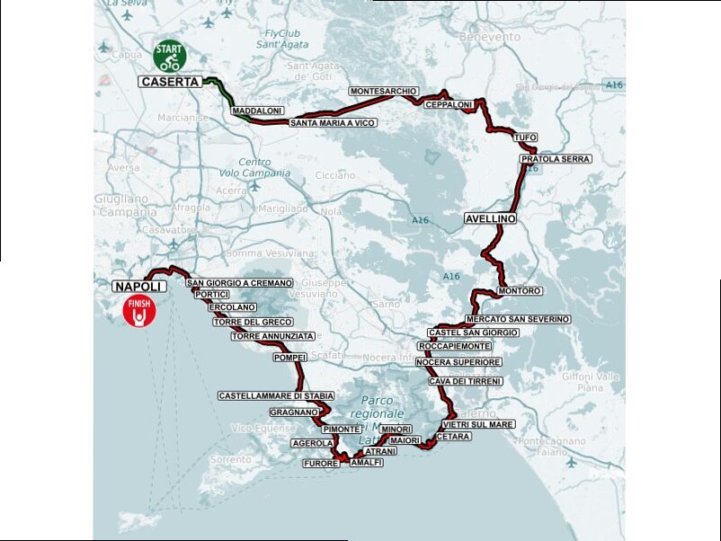 GIRO DI CAMPANIA. PERCORSO E TV: 192,5 KM CON AGEROLA A CINQUANTA DALL'ARRIVO, DIRETTA RAI ORE 13:30