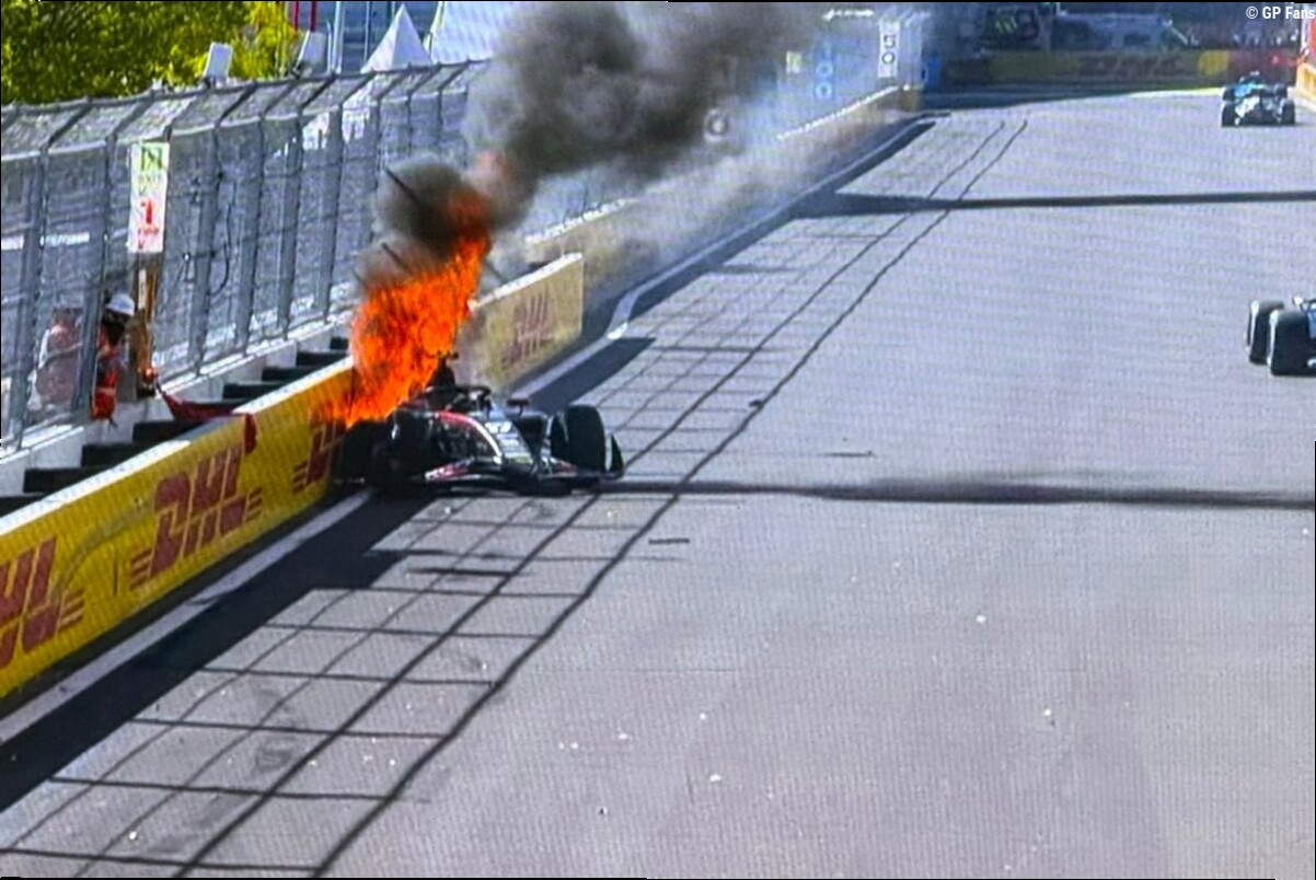 Massive crash at F1's new Madring circuit as car bursts into flames