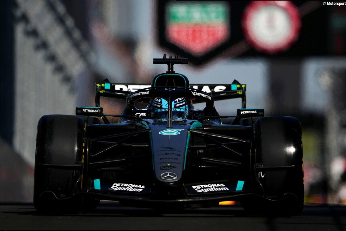 Mercedes explica la estrategia de dos paradas de Russell en Madring