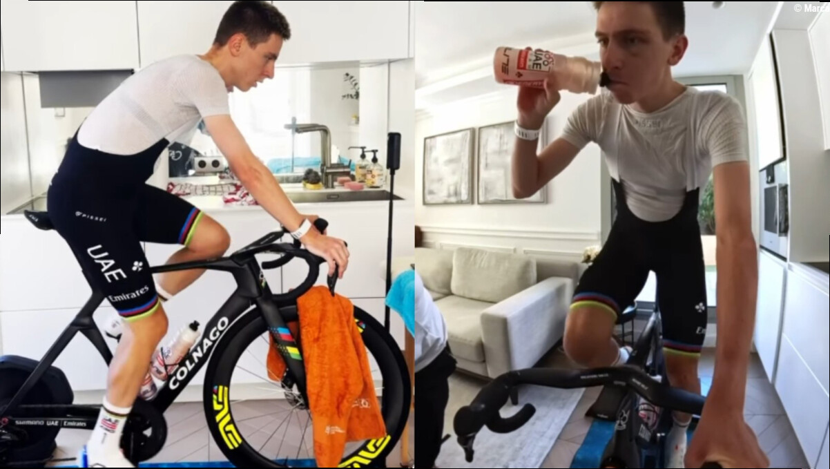 Tadej Pogacar vuelve a subirse a una bicicleta: "La clavícula está fuerte"