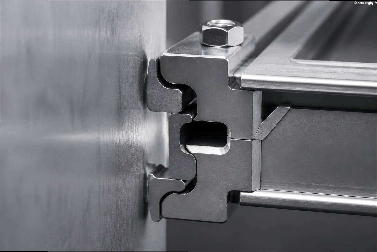 Le profil des crampons en aluminium de 21mm optimise l'ancrage du pilier gauche face à la poussée