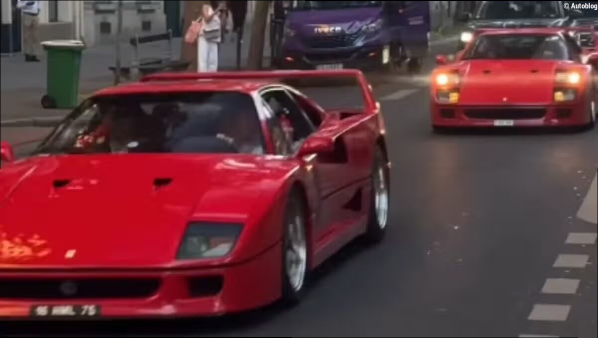 Otto Ferrari F40 in fila a Parigi: il convoglio da 24 milioni di dollari che ha fermato la città