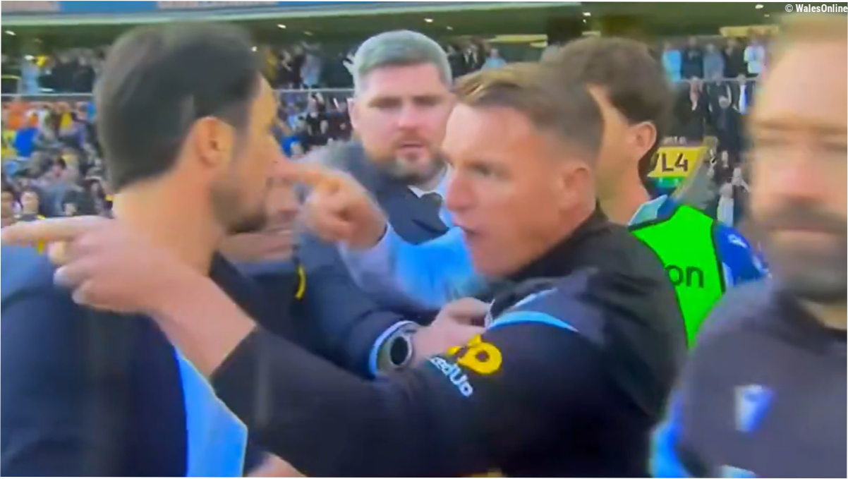 Former Wales international breaks up scuffle in top football match as tensions boil over