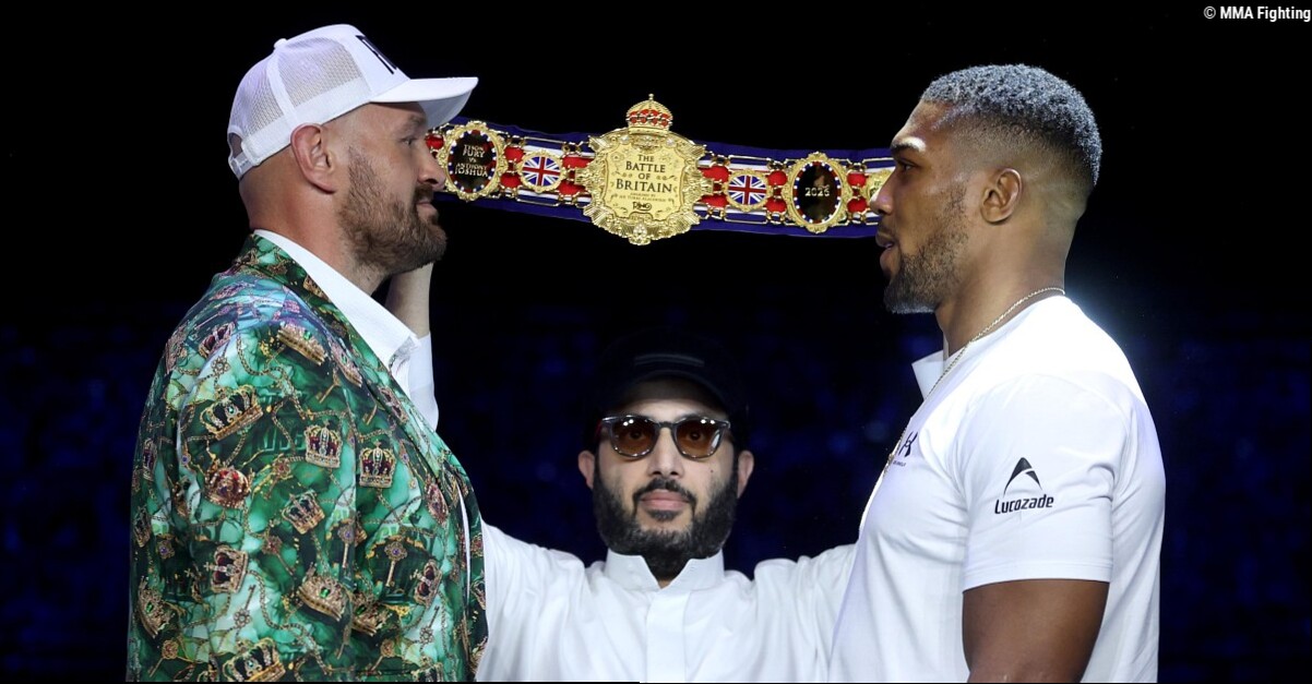 Video: Tyson Fury, Anthony Joshua face off for 1st time ahead of historic fight