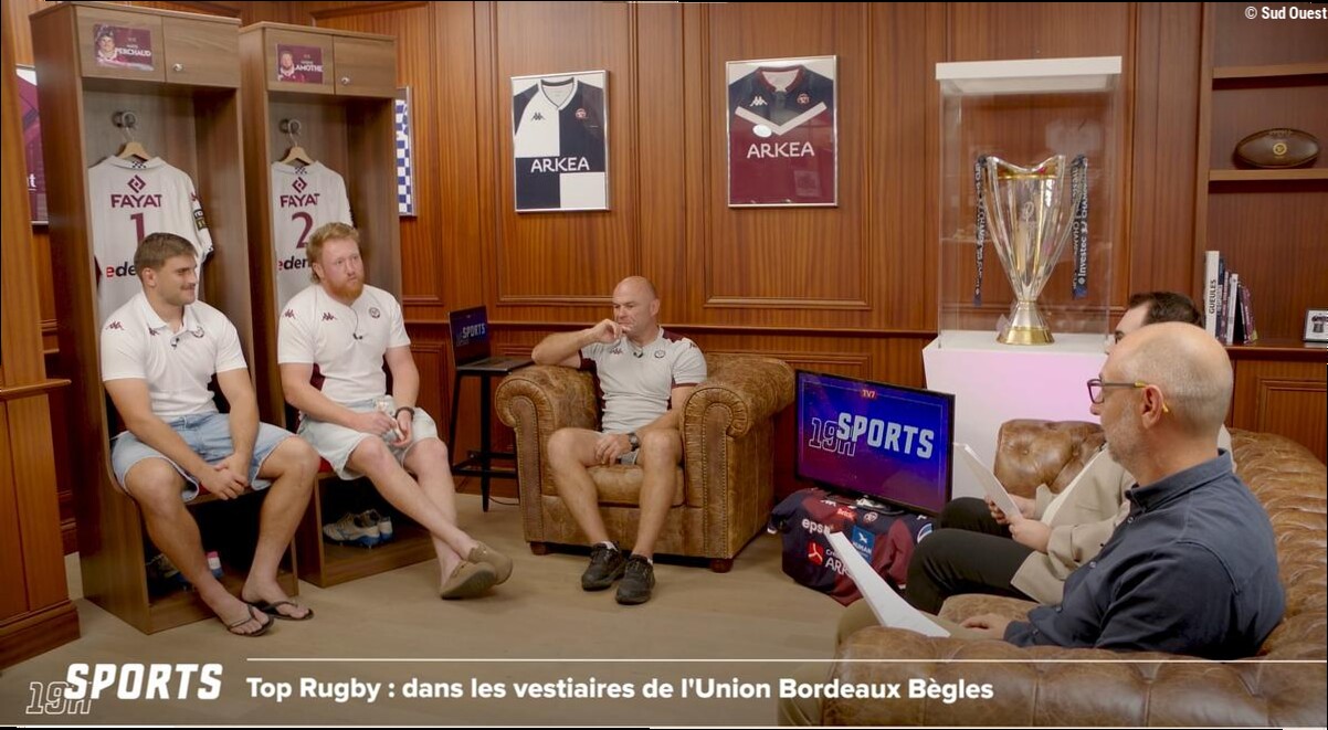 DIRECT VIDÉO. Union Bordeaux Bègles : suivez l'émission « Top Rugby » depuis le CEVA Campus avec Matis Perchaud, Maxime Lamot