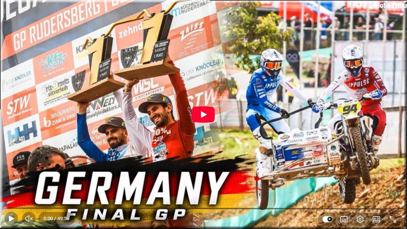 SIDECAR CROSS – Allemagne, Rudersberg, le reportage vidéo (50mn) sur Killian et Evan Prunier vainqueurs de ce dernier Grand P