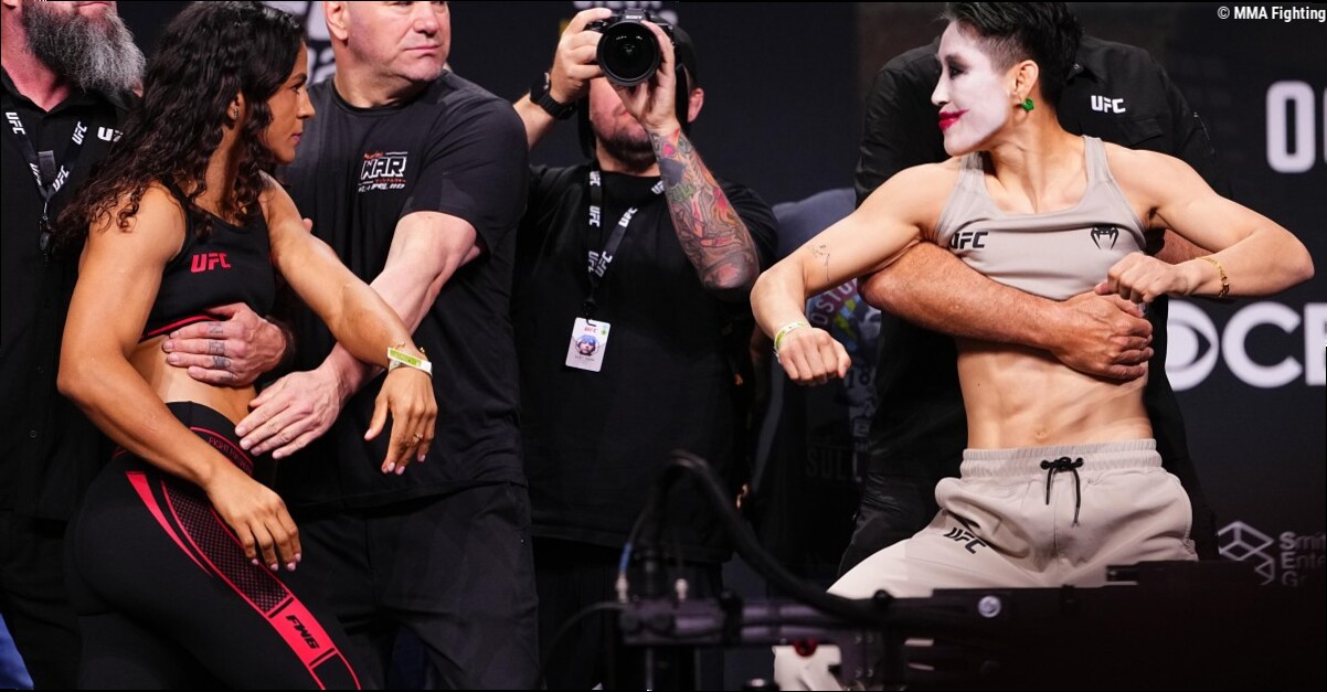 Video: Wang Cong taunts Natalia Silva at final face-off before UFC 332