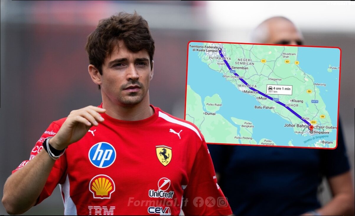 Leclerc, disavventura verso Singapore: l'aereo torna indietro, poi il piano B