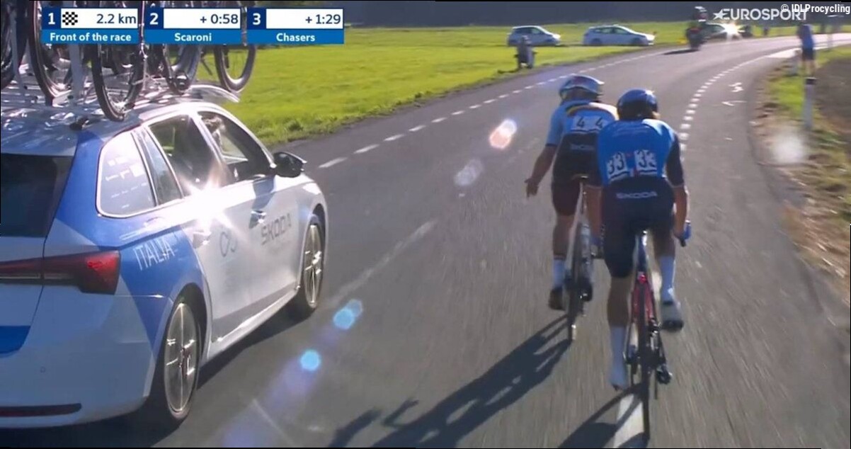 Italian support car wasn't impressed by moody Evenepoel at European Championships: 'He can get as angry as he wants'