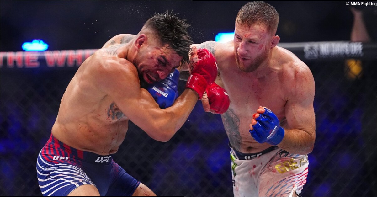 Watch Ilia Topuria tell corner he 'can barely see anything' during gnarly version of historic UFC fight with Justin Gaethje