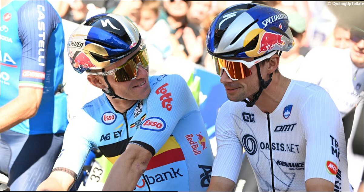 Primoz Roglic and Remco Evenepoel team up for the first time at Red Bull on the Slovenian's final day for the team