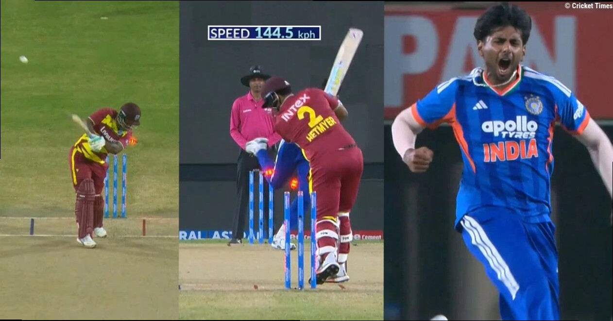 IND vs WI [WATCH]: Mayank Yadav's 144.5 kph thunderbolt cleans up Shimron Hetmyer in 2nd T20I