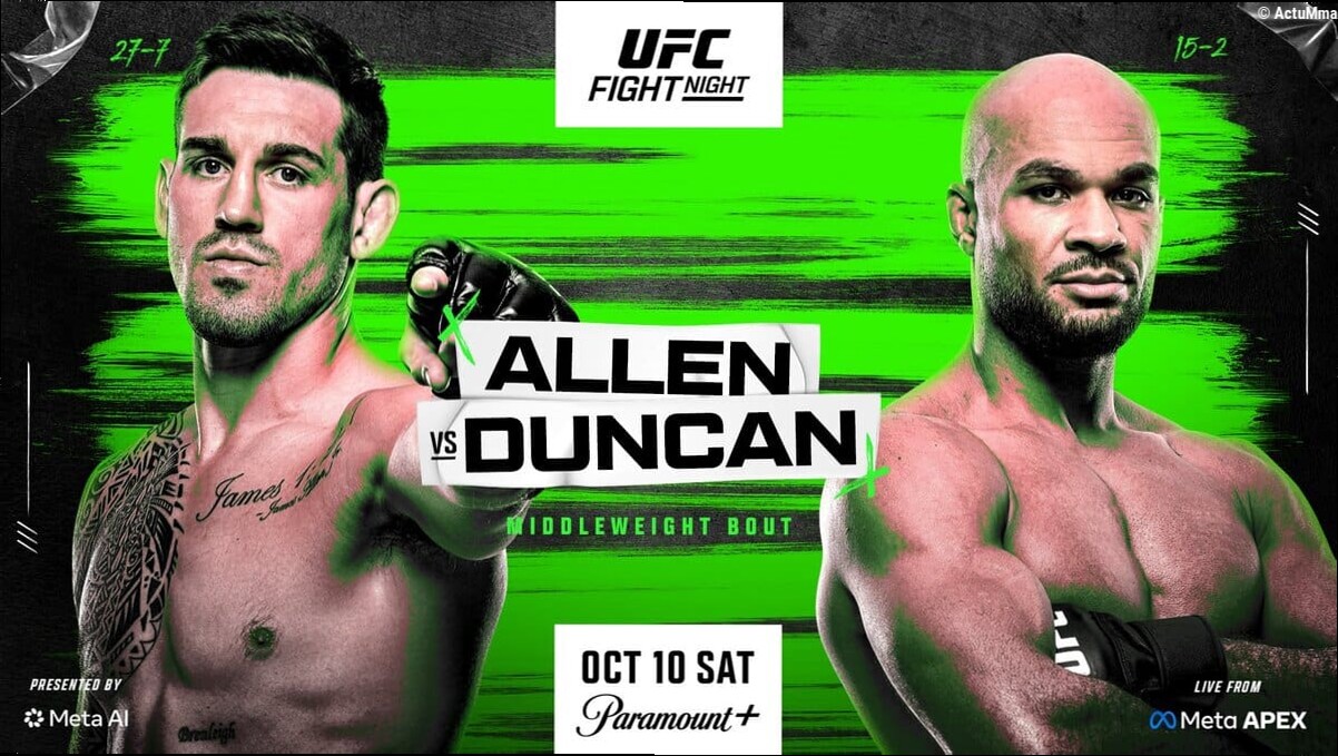 UFC Vegas 122 – Allen vs Duncan : Tous les résultats