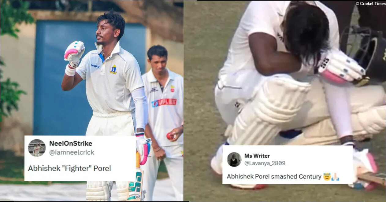 Fans react as Abishek Porel breaks down after smashing a brilliant century in Ranji Trophy 2026-27