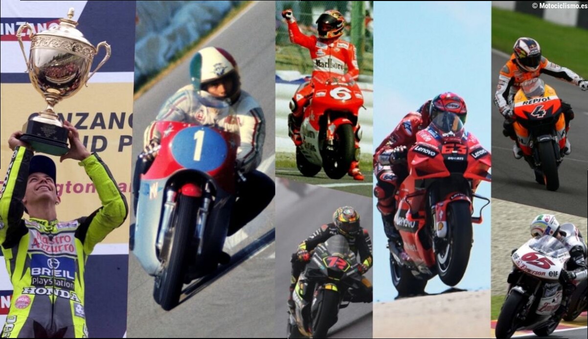 300 victorias de Italia entre 500cc y MotoGP: 27 pilotos, 8 motos, 51 circuitos y 57 años