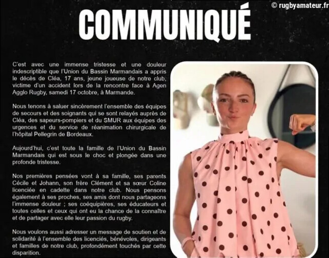 Carnet noir : Cléa, 17 ans, est décédée des suites de son choc à la tête à Marmande